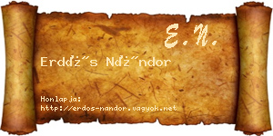 Erdős Nándor névjegykártya